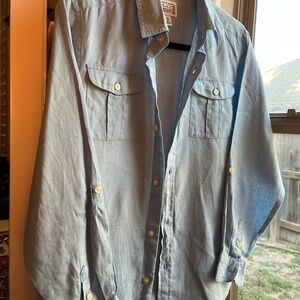 Place Light Blue linen Lightweight Shirt  with Relaxed Fit  [XL 14 ]‎